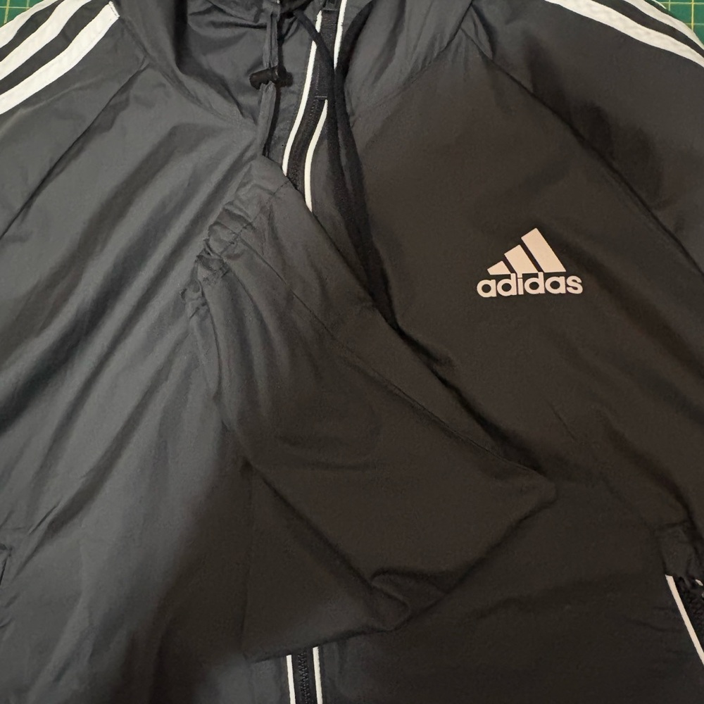 Women’s Adidas 3 Stripe Black & White Windbreaker - Picture 7 of 7